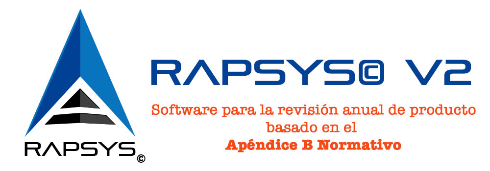 Banner de RAPSys© V2, software para la revisión anual de producto basado en el Apéndice B Normativo