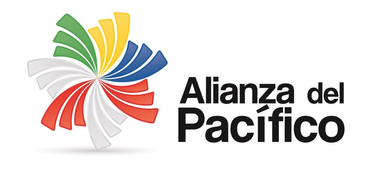 Logotipo de la Alianza del Pacífico con su emblema de aspas en verde, amarillo, azul, rojo y gris