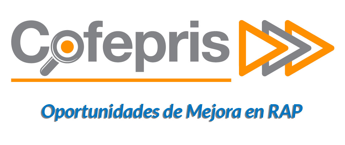 Logotipo de Cofepris con el texto Oportunidades de Mejora en RAP